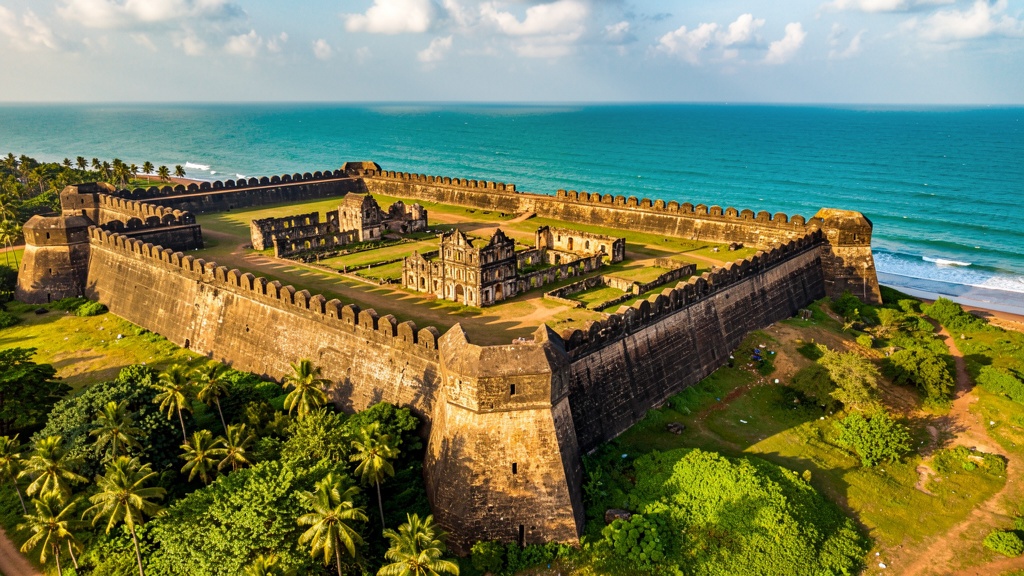 Aerial view of Vasai Fort - the massive Portuguese stronghold